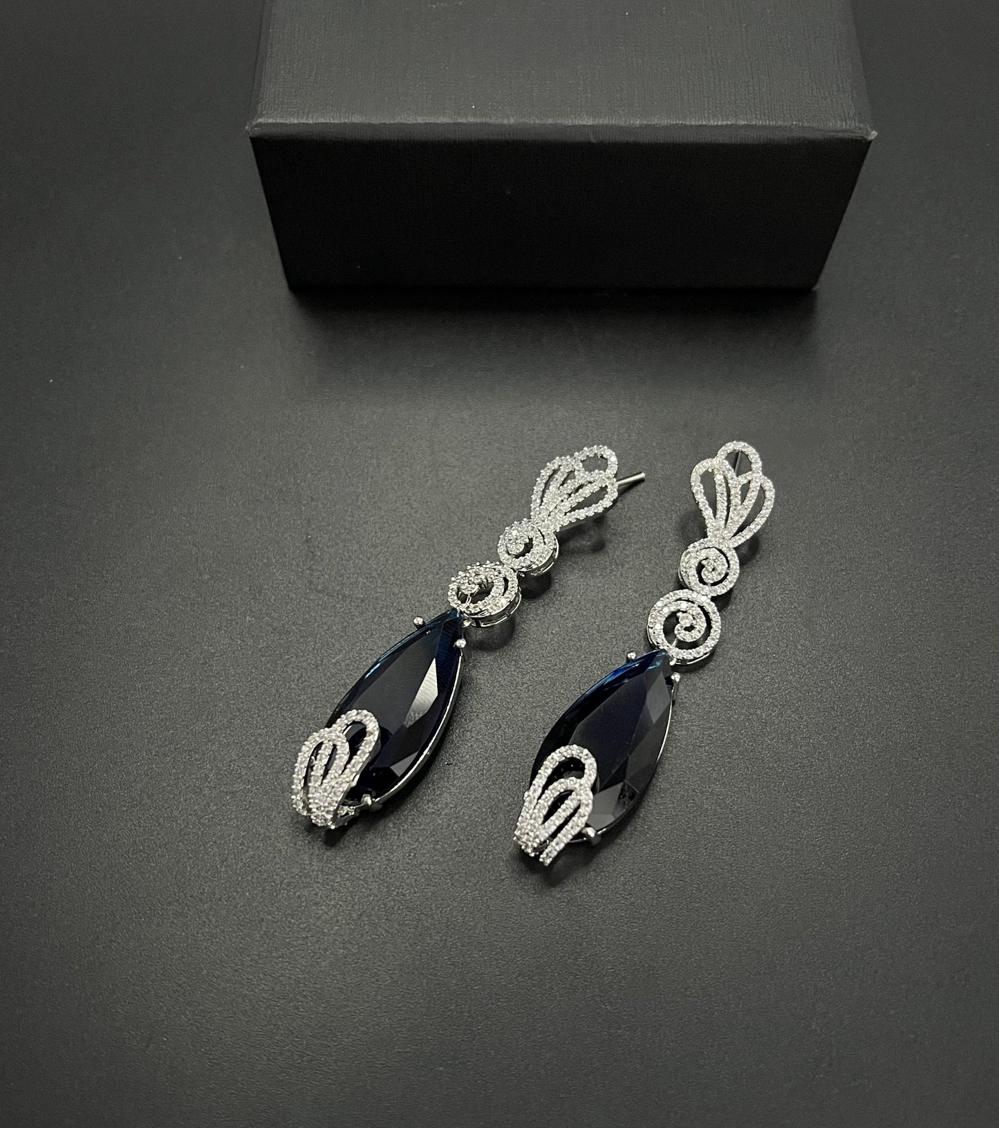 Emerald Teardrop Crystal Long Dangling Earrings – Premium Zircon Detailing