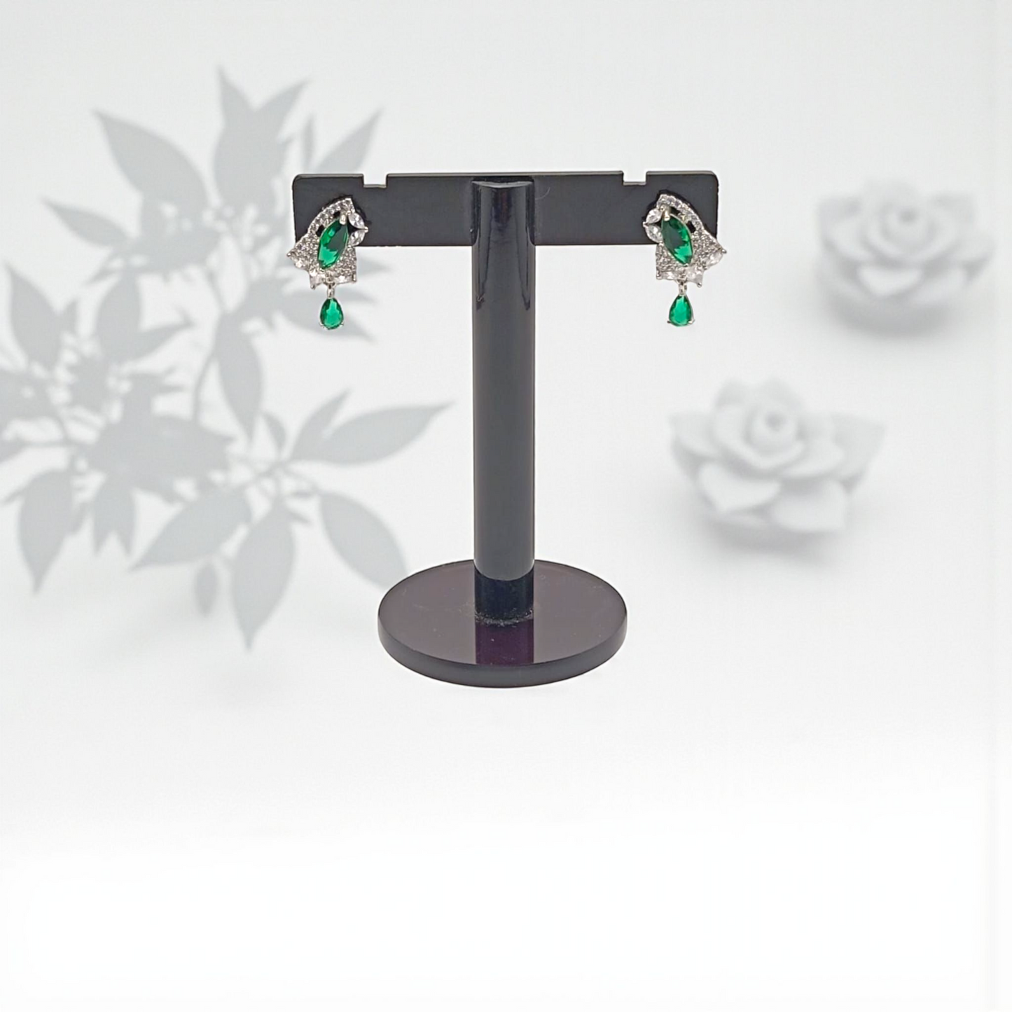 Sapphire Blue Drop Earrings with Diamond Accents