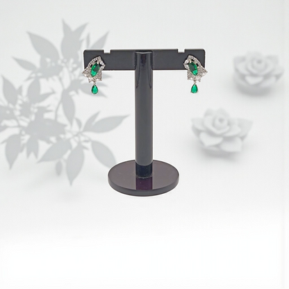 Sapphire Blue Drop Earrings with Diamond Accents
