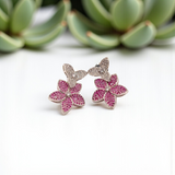 Floral Studs with White Stone Accents
