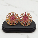 Elegant Sunburst Studs with Pave Stones
