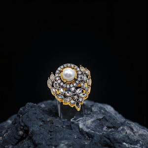 Regal Pearl & Crystal Bloom Rings