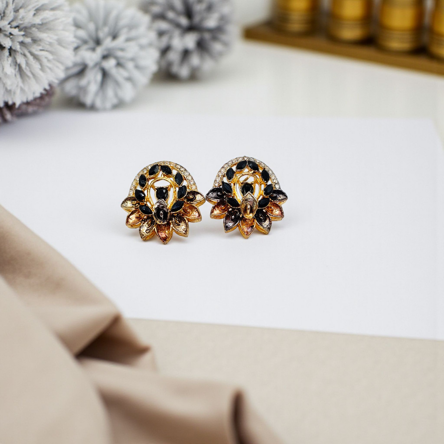 Golden Dome Stud Earrings