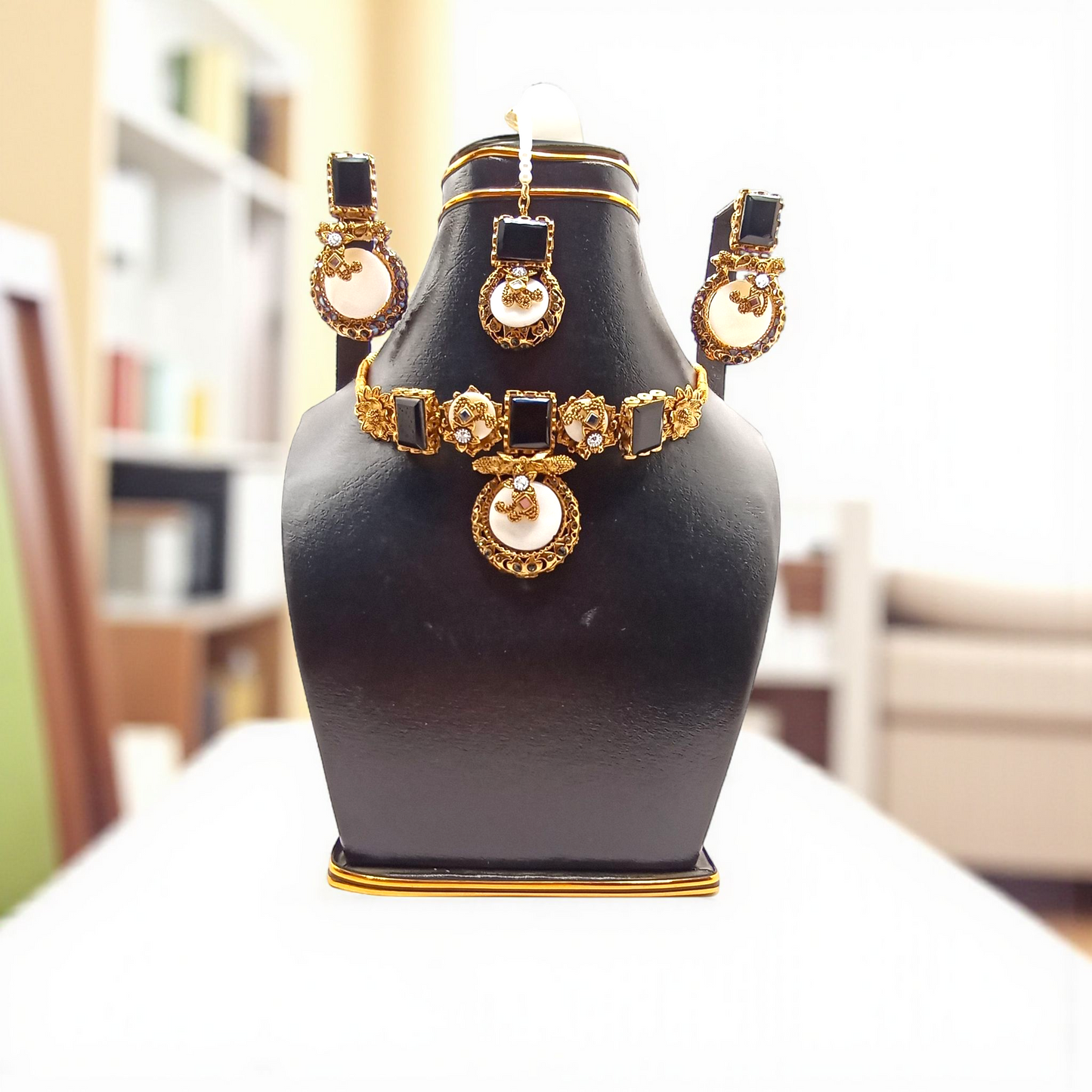 Regal Noor Crescent Party Wear – Black & Ivory Moonlit Elegance