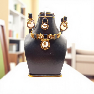 Regal Noor Crescent Party Wear – Black & Ivory Moonlit Elegance