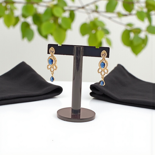 Elegant Blue Stone Drop Earrings