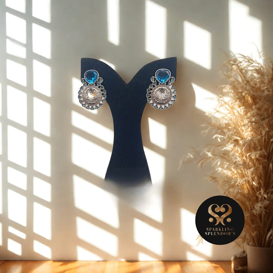 Antique Inspired Aqua Gemstone Earrings