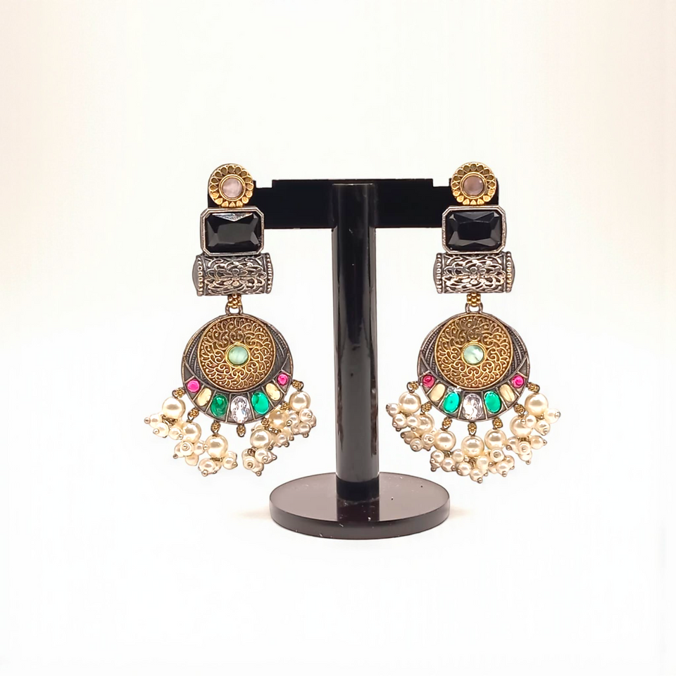 Floral Gemstone Statement long Chandelier