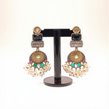 Floral Gemstone Statement long Chandelier