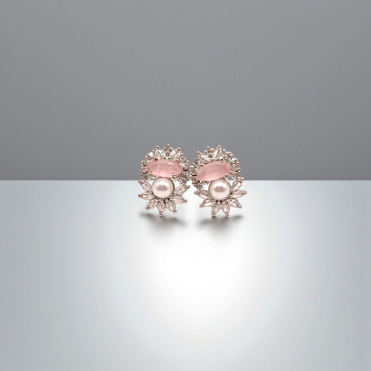 Elegant Sapphire & Pearl Bloom Studs