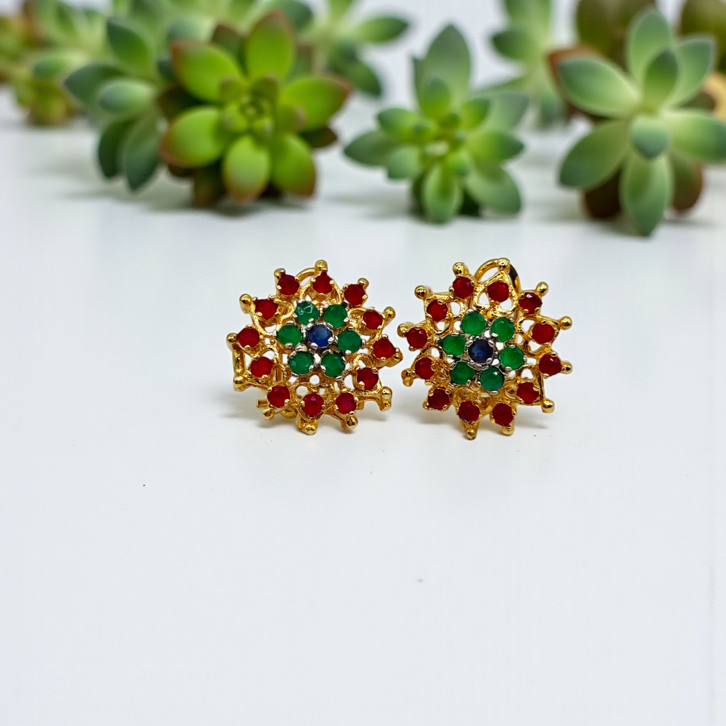 Gold Bloom Sparkle Earrings