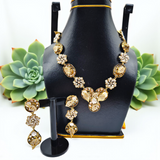 Golden Floral Mala Set – Pearl & Crystal Design