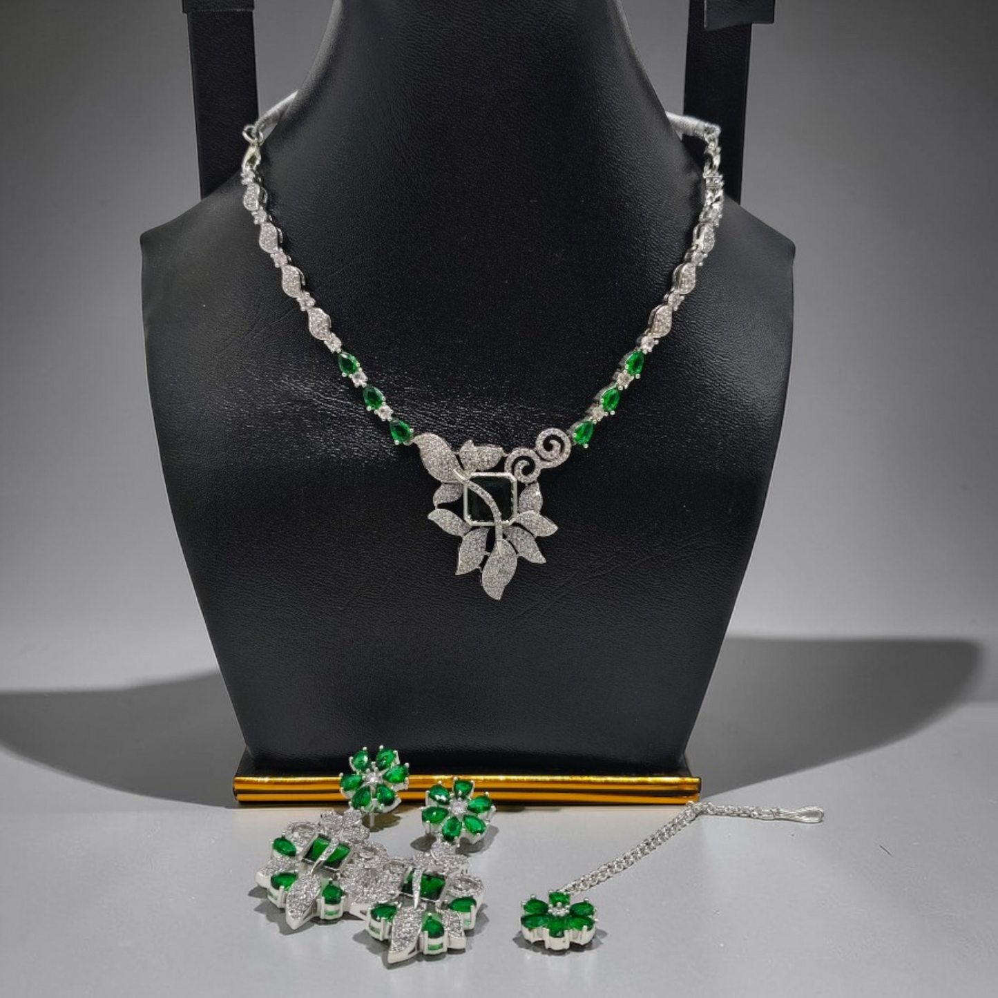 Emerald Bloom Statement Jewellery Set