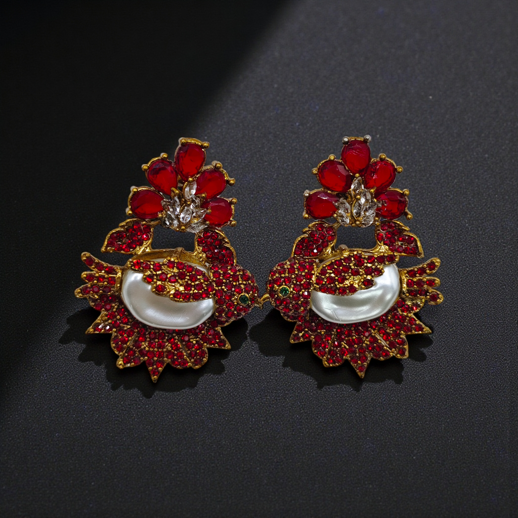 Luxury Statement Pearl & Stone Earrings – Vintage Royal Collection(4 design)