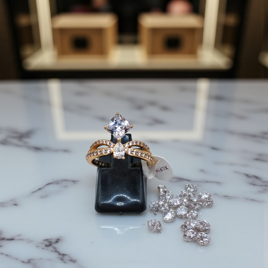 Elegant Geometric Crown Ring