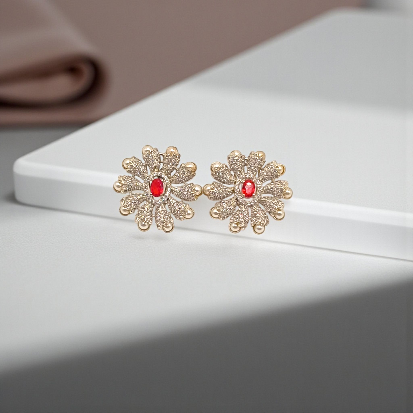 Floral Diamond Stud Earrings