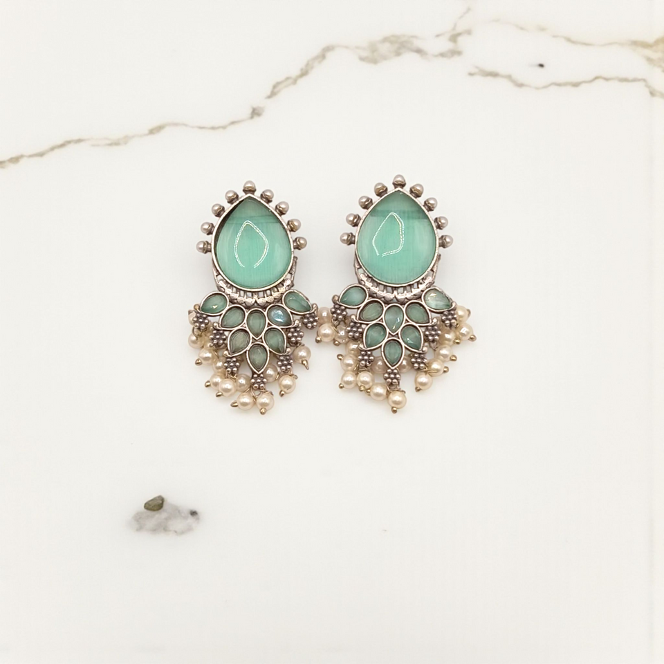 Mirror Drop Chandilier with Pearl Clusters