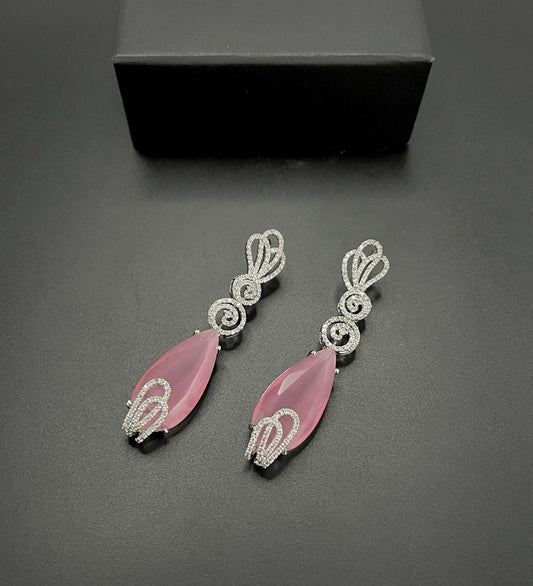 Emerald Teardrop Crystal Long Dangling Earrings – Premium Zircon Detailing