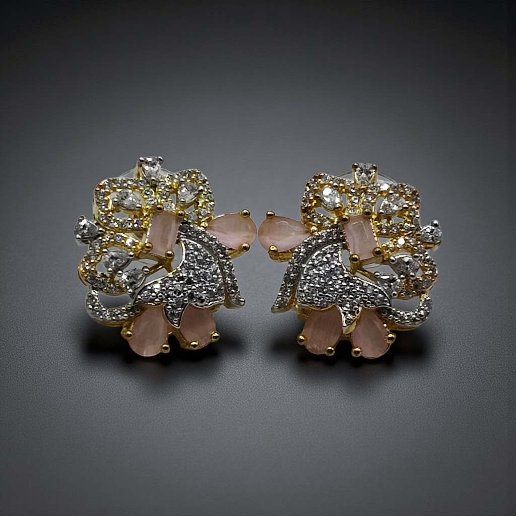 Crystal Floral Statement Stud Earrings Gold & Silver Plated Multicolor Collection