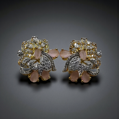 Crystal Floral Stud Earrings Multicolour