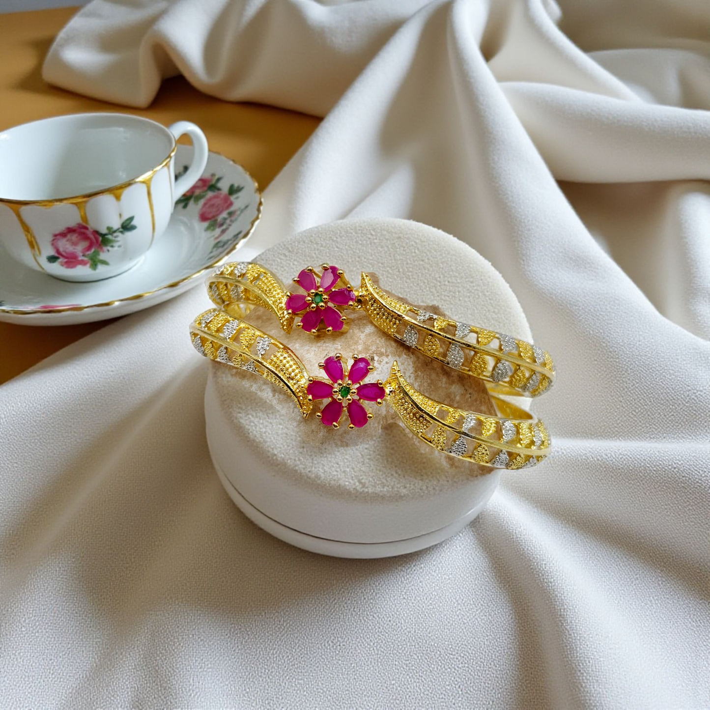 "Radiant Bloom Bangles – Where Elegance Blossoms"