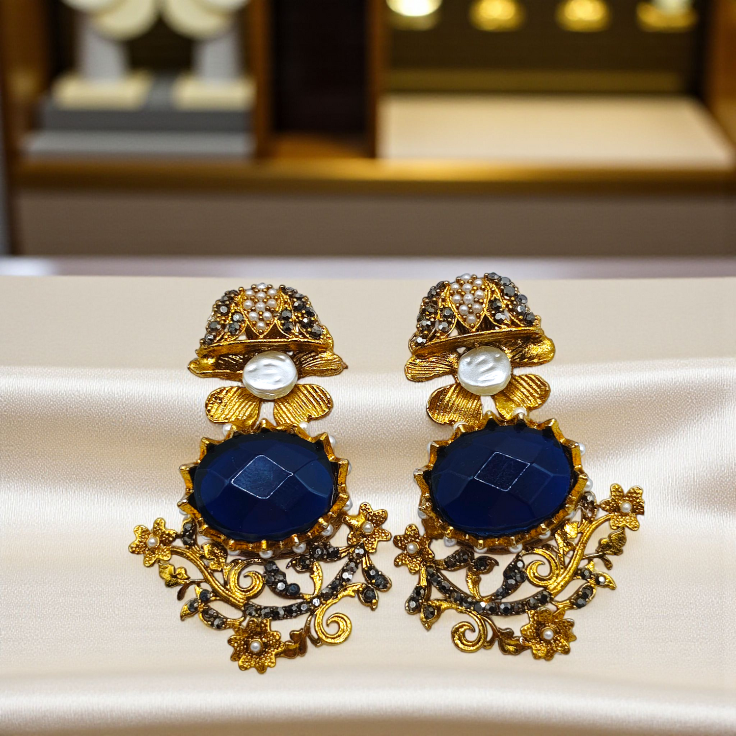 Luxury Statement Pearl & Stone Earrings – Vintage Royal Collection(4 design)