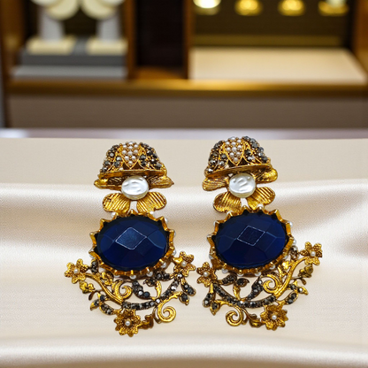 Luxury Statement Pearl & Stone Earrings – Vintage Royal Collection(4 design)
