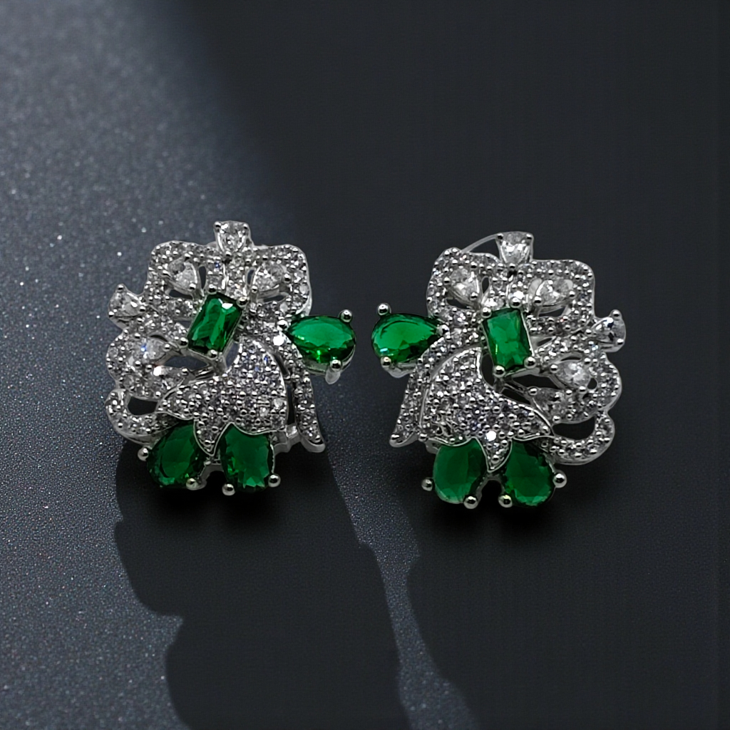 Crystal Floral Statement Stud Earrings Gold & Silver Plated Multicolor Collection
