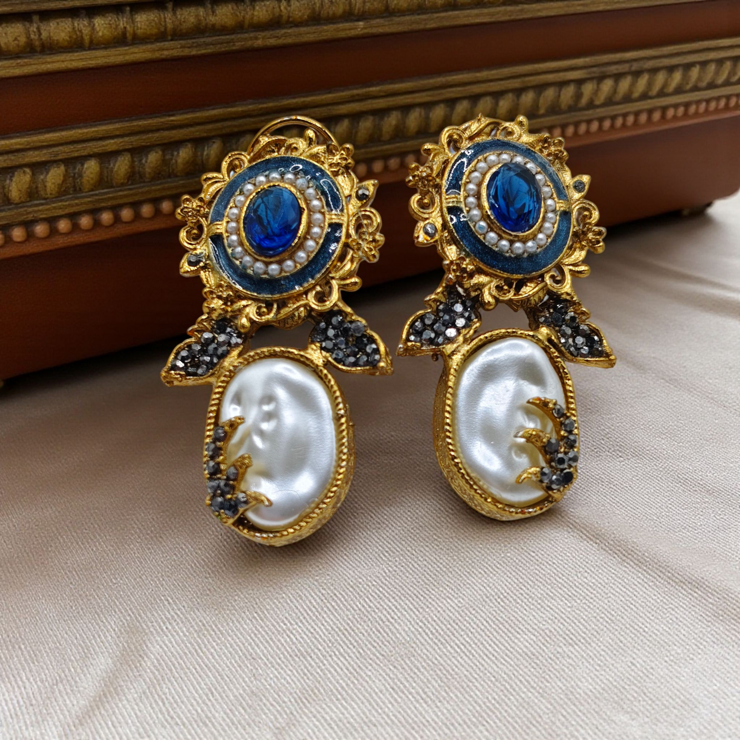 Luxury Statement Pearl & Stone Earrings – Vintage Royal Collection(4 design)
