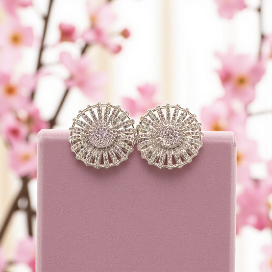 Elegant Silver Sunburst Earrings with Pave Stone &
Radiant Sunburst Earrings with Pink and White Stones
