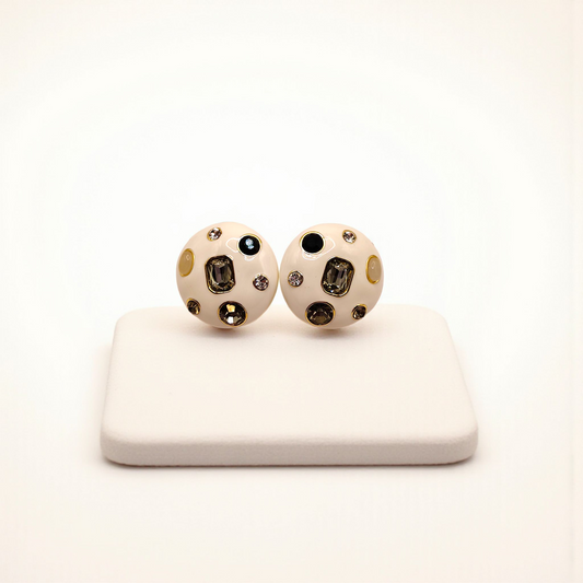 Polka Dot Dome Studs with Crystal Accents