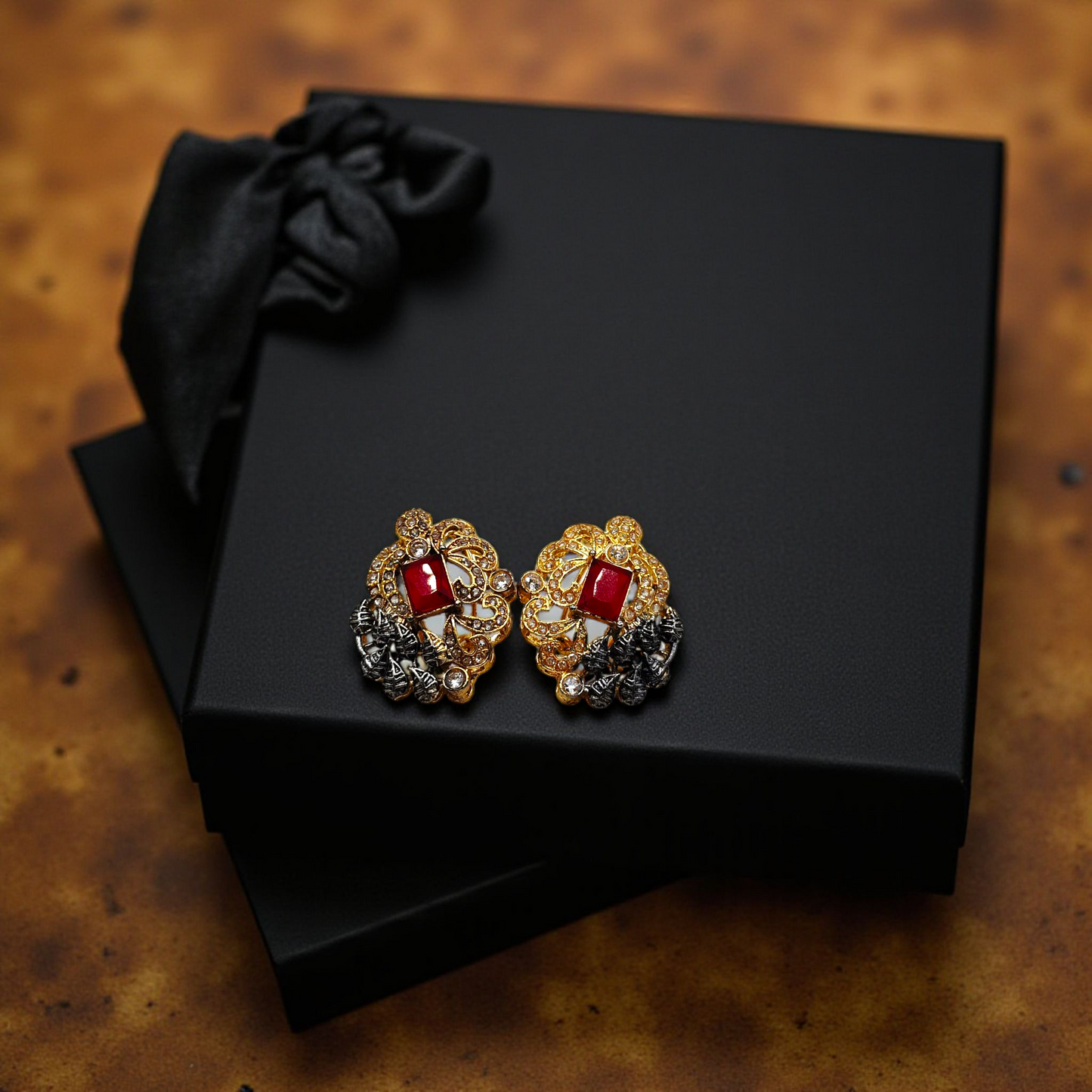 Gold Bloom Sparkle Earrings