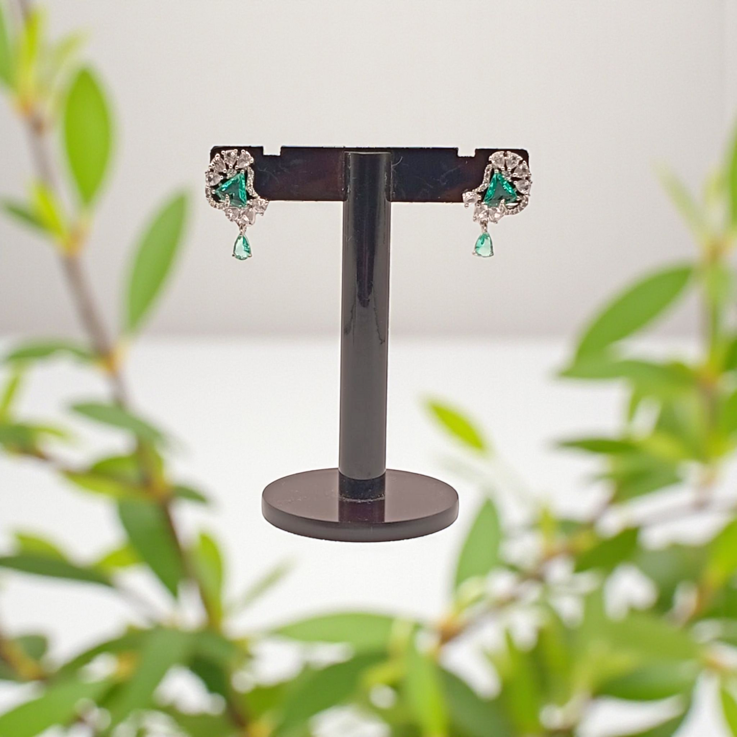 Sapphire Blue Drop Earrings with Diamond Accents