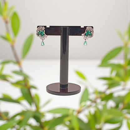 Sapphire Blue Drop Earrings with Diamond Accents