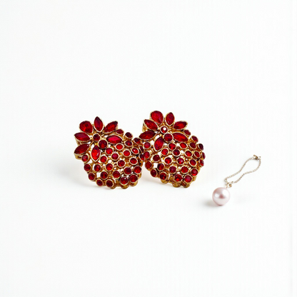 Floral Cluster Stud Earrings with Premium Stones – Different Colours