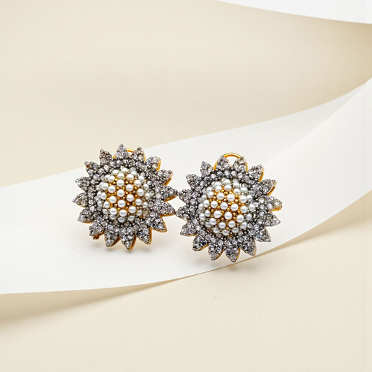 Gold Pearl Dome Earrings