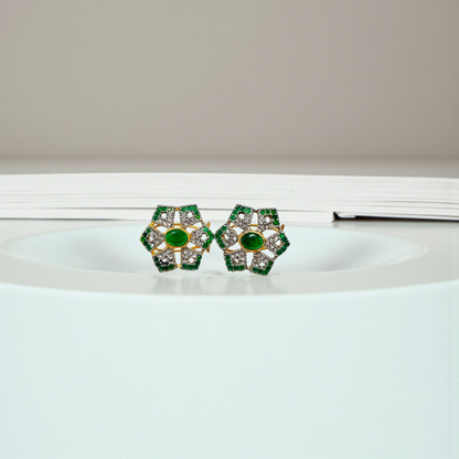 Red and Green Crystal Stud Earrings