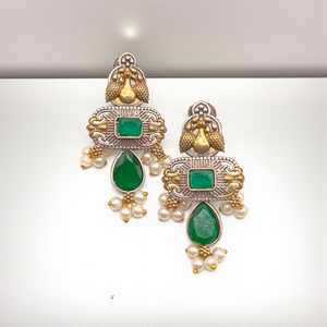 Antique Stone & Pearl Dangle Chandilier In Four Different Colors