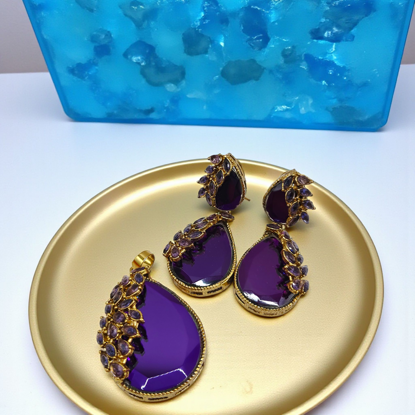 ✨ Elegant Teardrop Necklace & Earrings Set – Available in 4 Colors