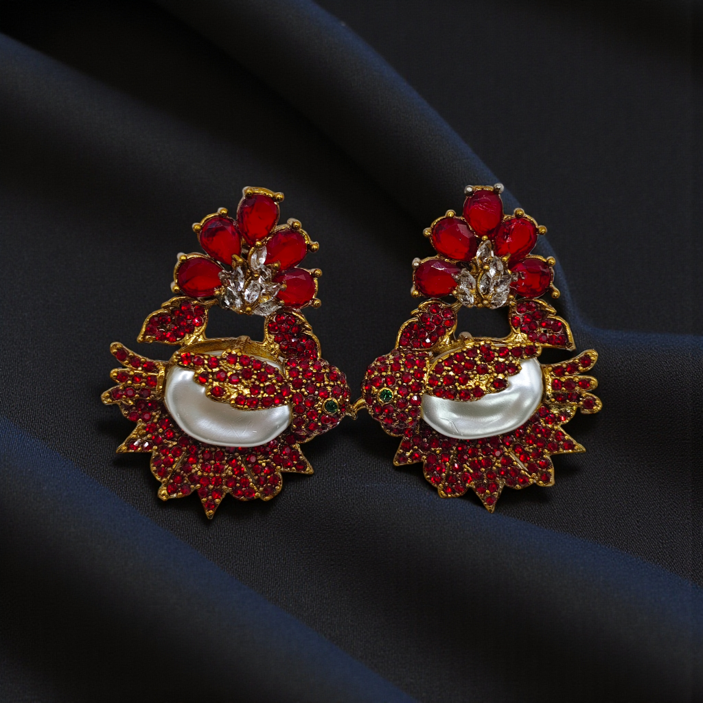 Luxury Statement Pearl & Stone Earrings – Vintage Royal Collection(4 design)
