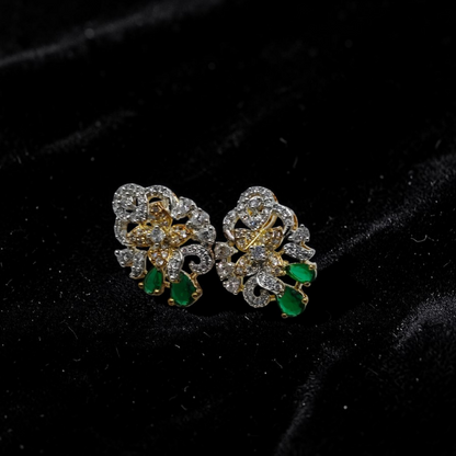 Crystal Floral Stud Earrings  Gold Plated Luxury Earrings