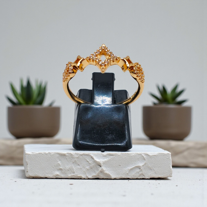 Elegant Geometric Crown Ring