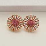 Elegant Sunburst Studs with Pave Stones