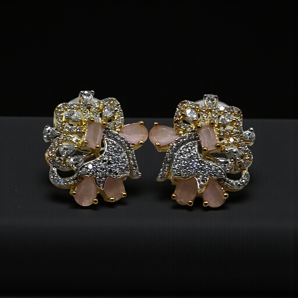 Crystal Floral Statement Stud Earrings Gold & Silver Plated Multicolor Collection