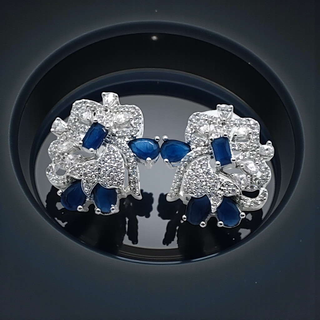 Crystal Floral Statement Stud Earrings Gold & Silver Plated Multicolor Collection