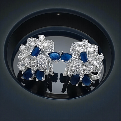Crystal Floral Stud Earrings Multicolour