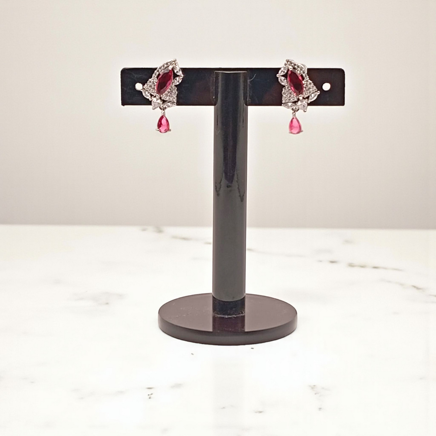 Sapphire Blue Drop Earrings with Diamond Accents