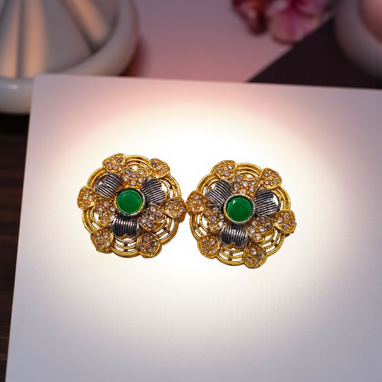 Golden Dome Stud Earrings