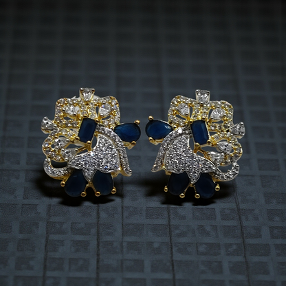 Crystal Floral Stud Earrings Multicolour