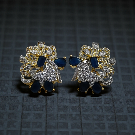 Crystal Floral Statement Stud Earrings Gold & Silver Plated Multicolor Collection